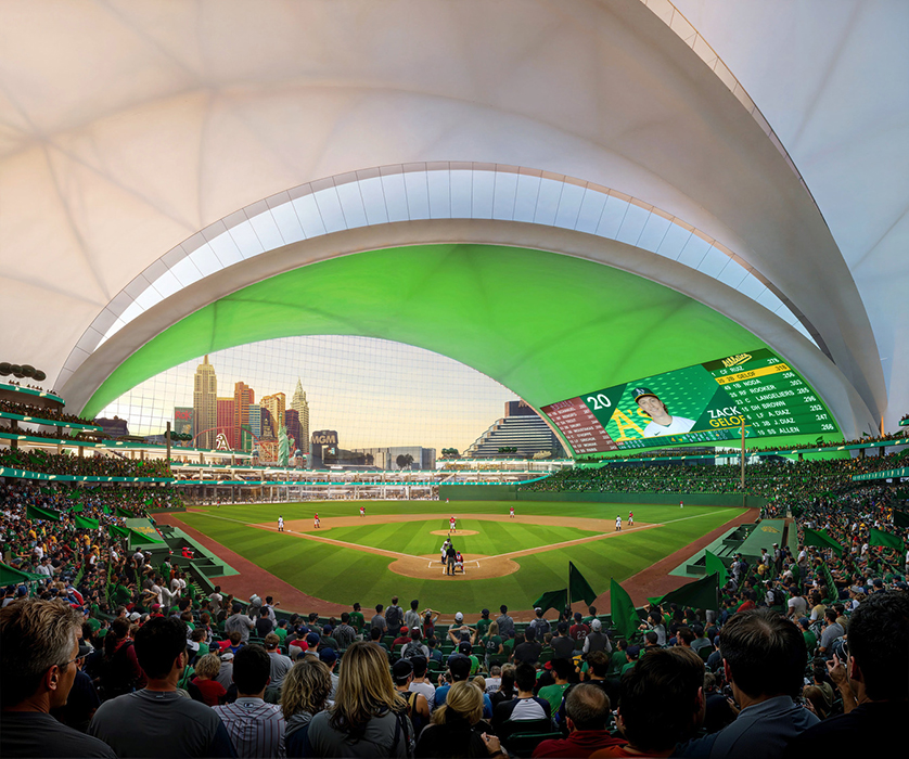 Rendering of Athletics ballpark in Las Vegas.