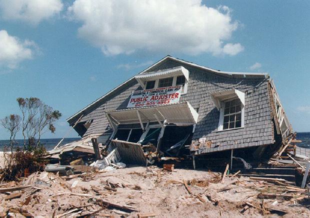 Damage caused by Hurricane Fran in 1996.