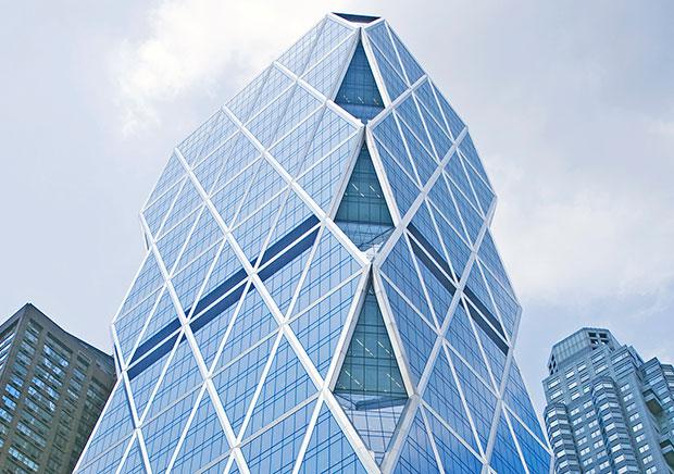 The 46-story Hearst Tower was the first New York City skyscraper to break ground after the September 11, 2001, terrorist attacks.