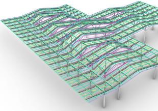 Analysis model of Pittsburgh International Airport entry canopy, Pittsburgh, PA.