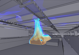 Example of flammable gas concentrations from detailed CFD dispersion analysis (release from an electric bus battery).