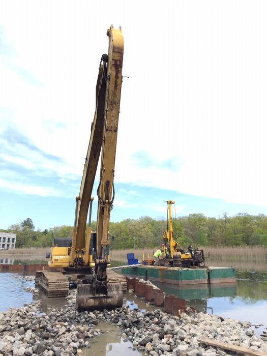 Wanaque geotechnical investigation – soil boring on a barge, Wanaque, New Jersey.