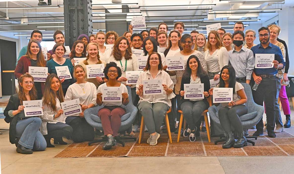 Employees celebrate International Women’s Day on March 8, 2022.
