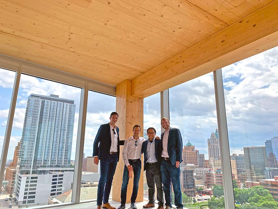 From left, Associate Alejandro Fernandez, New Land Enterprises’ Tim Gokhman, Senior Principal John Peronto and Associate Principal Jordan Komp.