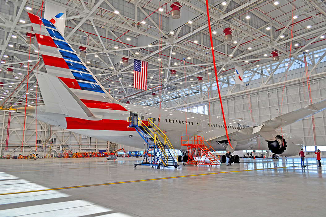 American Airlines maintenance hangar at O’Hare International Airport in Chicago.