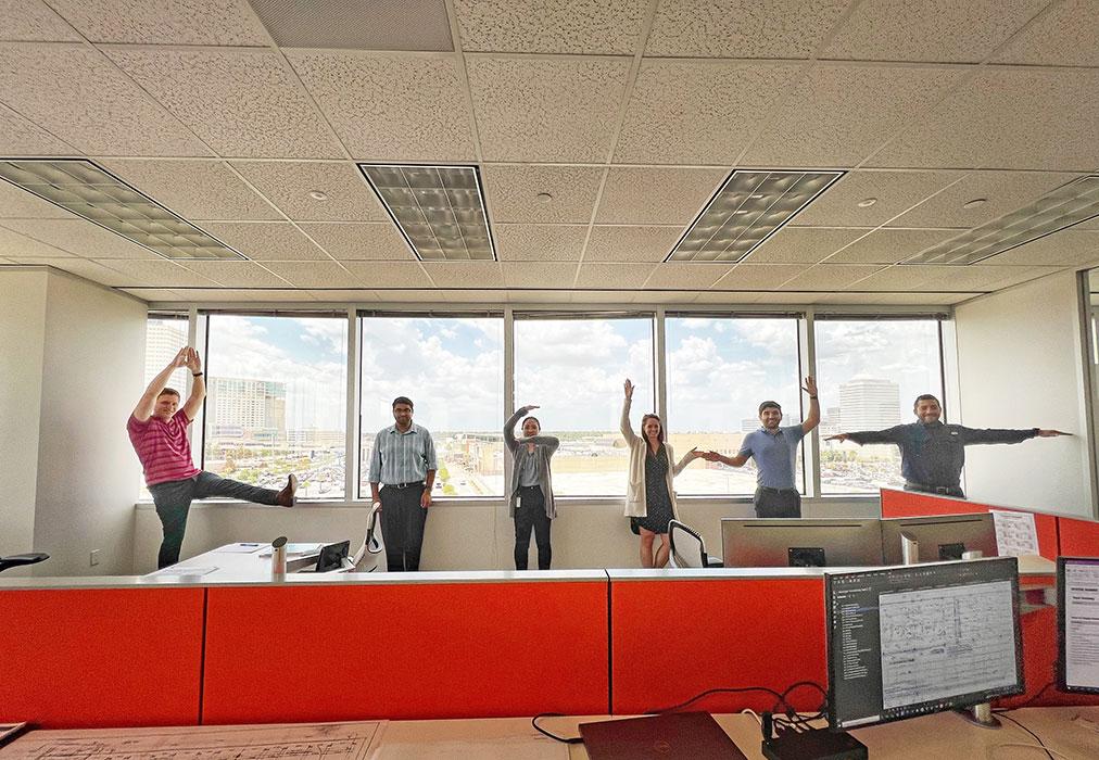 Employees in our Houston, Texas, office celebrate Daylight Hour by spelling "light" with their bodies.