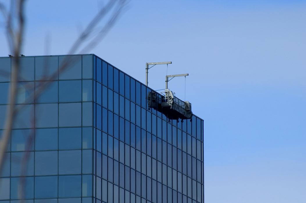 Window washing equipment on a skyscraper.