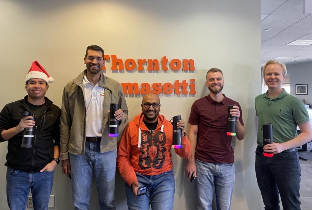 Our Tampa, Florida, office embraces our “no plastic bottles” policy by providing employees with refillable water bottles that track how much they drink.