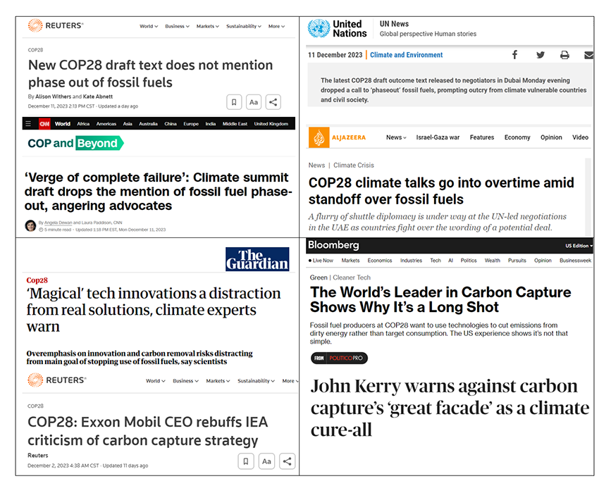 COP28 headlines