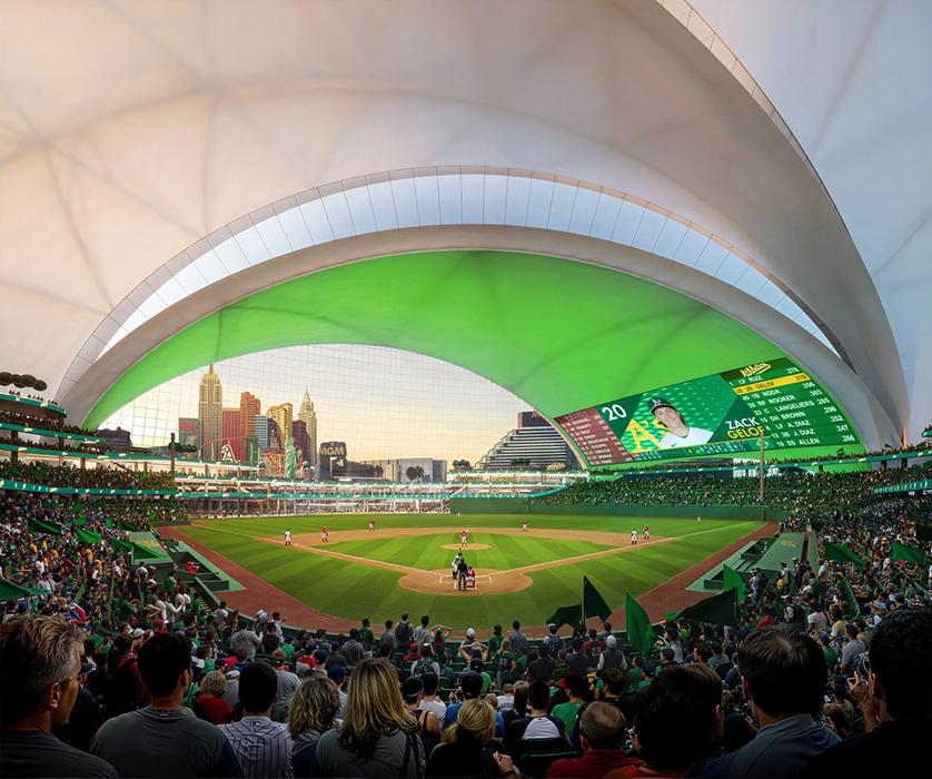 Rendering of Athletics ballpark in Las Vegas.