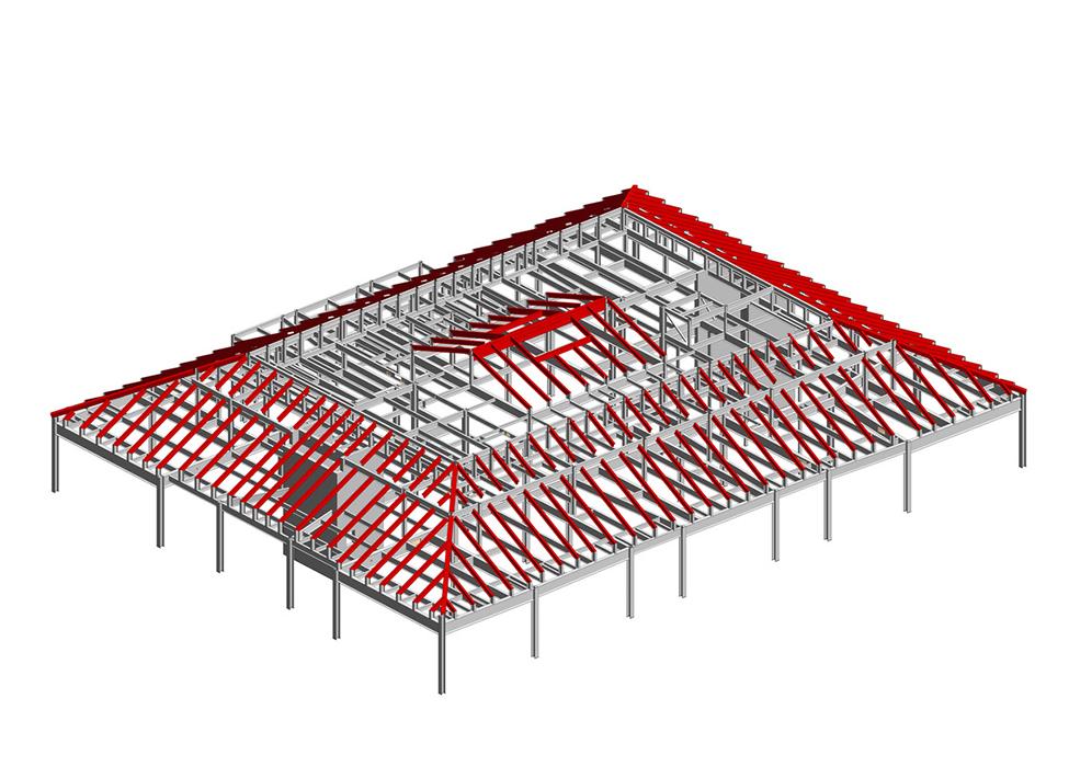 Roof framing isometric. University of Notre Dame, Raclin Murphy Museum of Art in South Bend, Indiana.