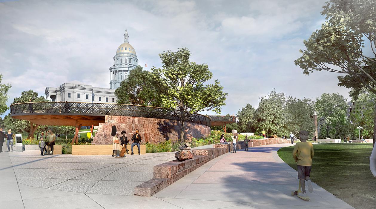 Colorado 150 Pedestrian Walkway in Denver.