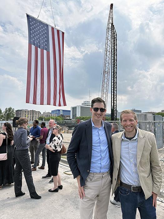 Thornton Tomasetti Principal and Milwaukee Office Director Jordan Komp (right) at the groundbreaking with Vice President Alejandro Fernandez Alvarez De Buergo. 