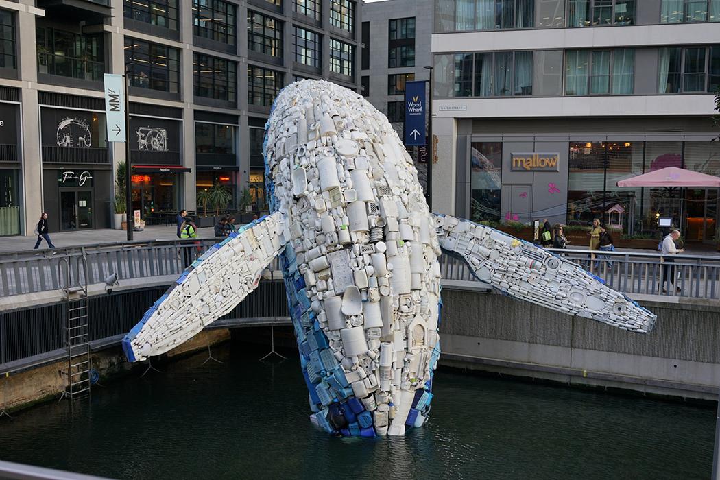 Whale on the Wharf, Canary Wharf, in London, United Kingdom.