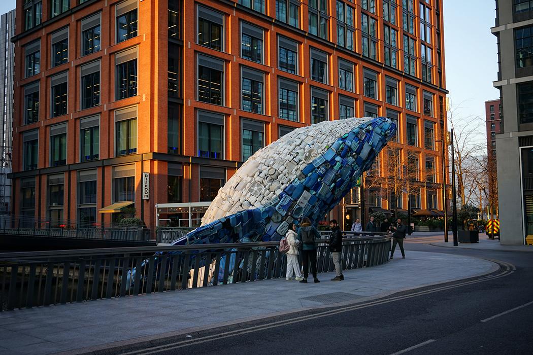 Whale on the Wharf, Canary Wharf, in London, United Kingdom.