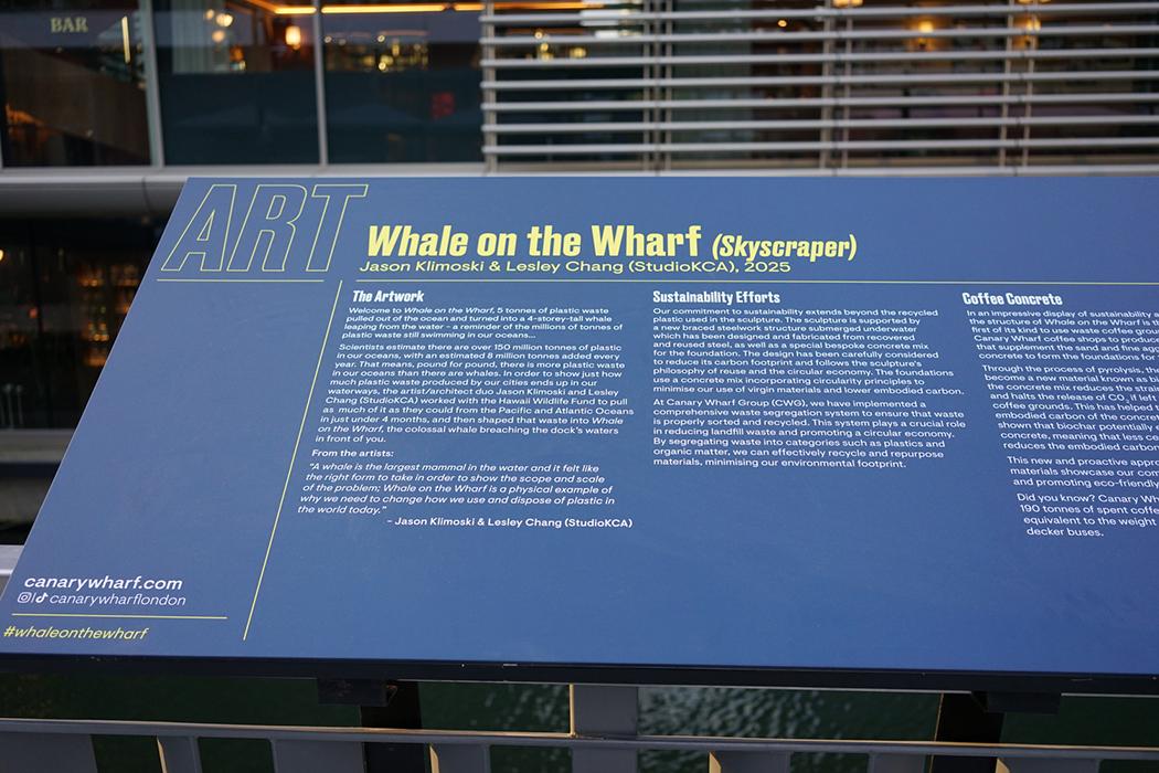 Whale on the Wharf, Canary Wharf, in London, United Kingdom.