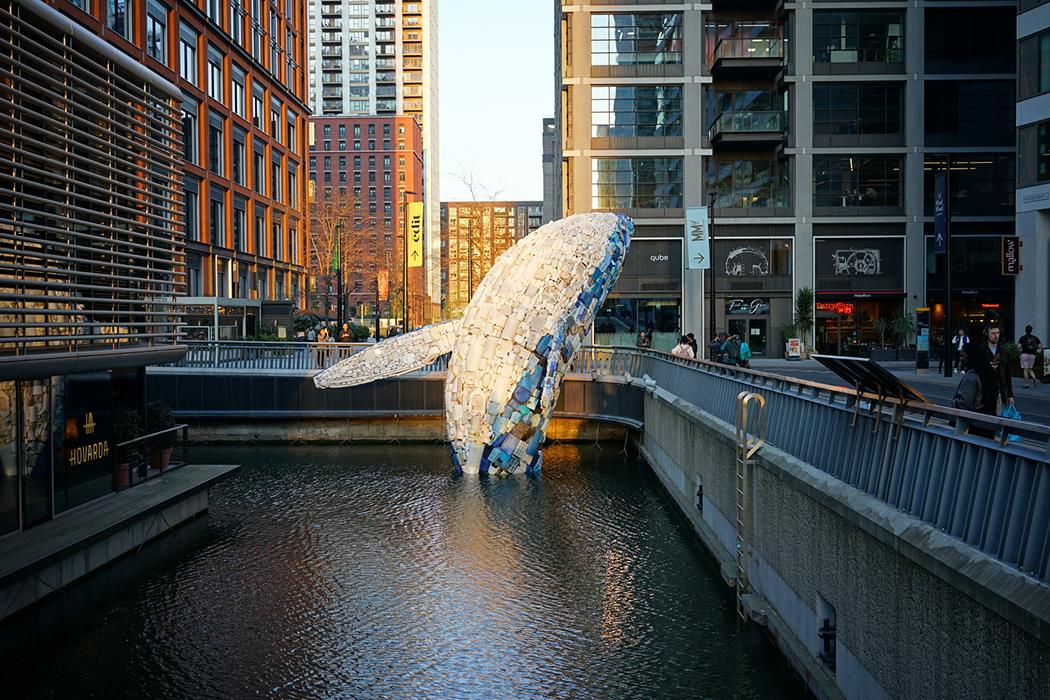 Whale on the Wharf, Canary Wharf, in London, United Kingdom.