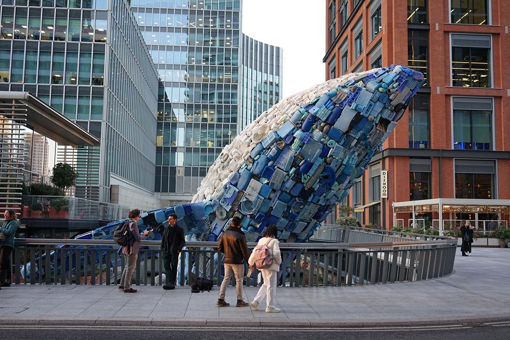 Whale on the Wharf, Canary Wharf, in London, United Kingdom.