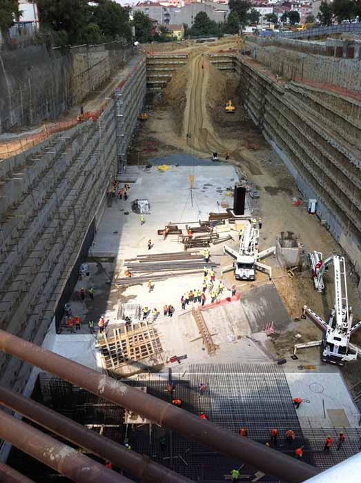 Mat foundations and hole in the ground for Soyak Tower in Istanbul, Turkey.