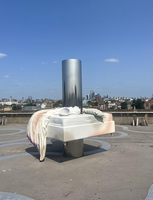 Richard Dean Hughes's 2025 sculpture 'Under a painted ceiling' at Bold Tendencies in South London, United Kingdom. 