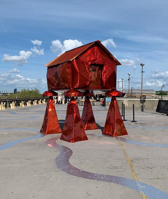 Jesse Pollock's 2021 sculpture 'The Granary' at Bold Tendencies in South London, United Kingdom. 