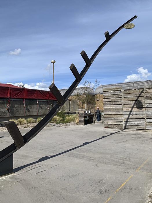Frances Drayson's 2021 sculpture 'Either and After/Sun Dogs' at Bold Tendencies in South London, United Kingdom. 