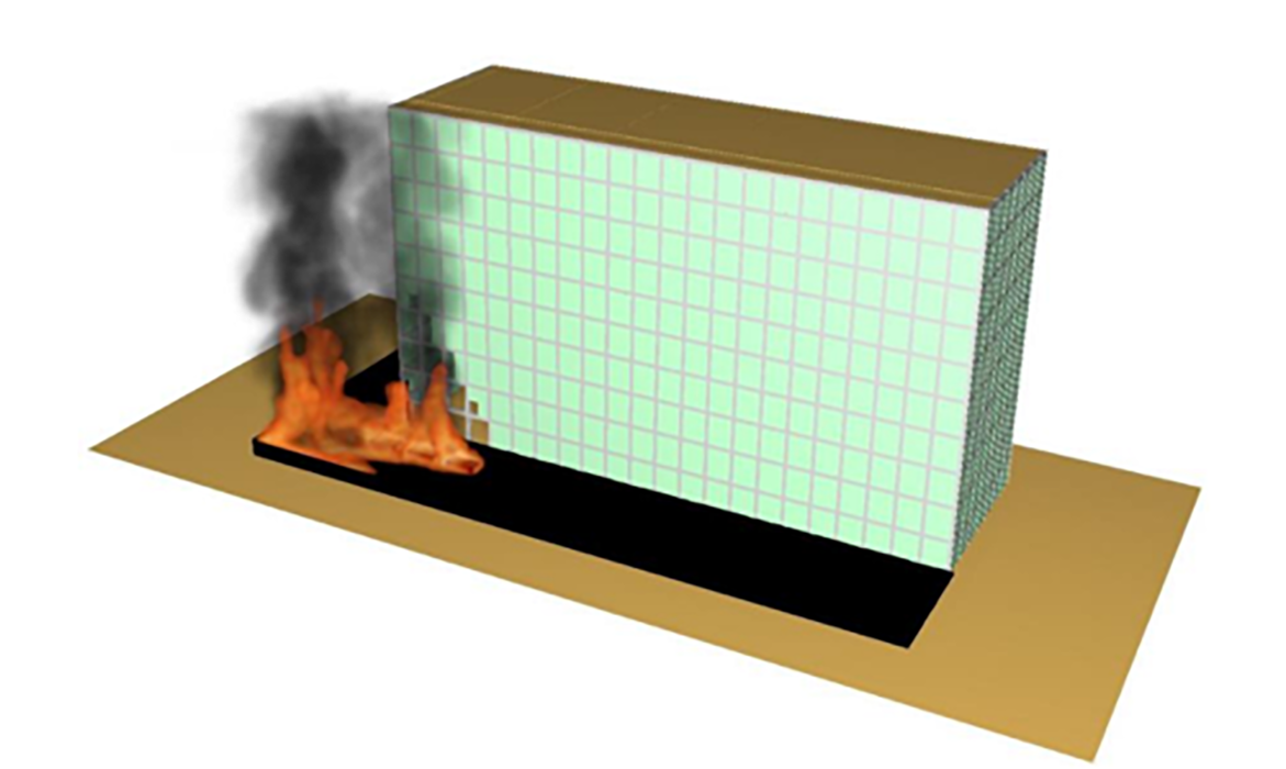 Modeling fire dynamics to determine the extent of non-visible damage on glass facade. 