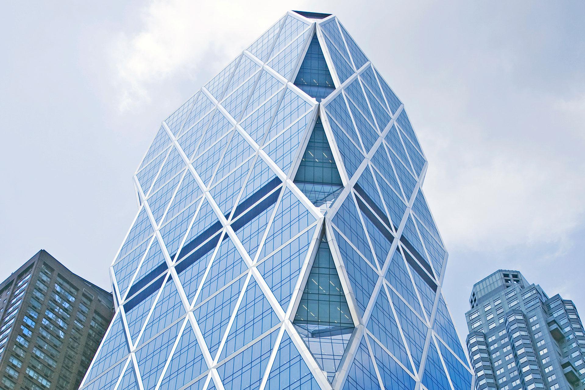 The 46-story Hearst Tower was the first New York City skyscraper to break ground after the September 11, 2001, terrorist attacks.