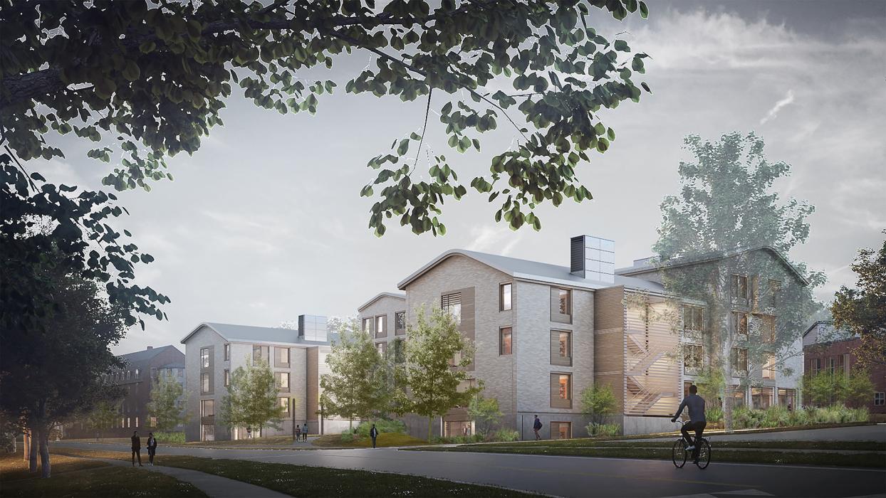 Designed to house 200 juniors and seniors, the four-story, 110,000-square-foot building augments campus residential life while underscoring the college’s commitment to sustainability.