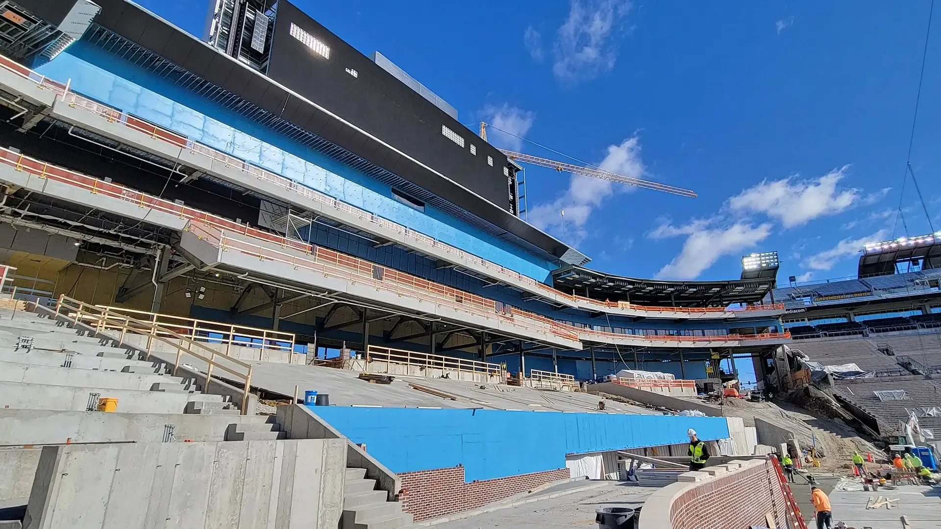 For the North End Zone project, we provided structural design through construction administration, core and tunnel modifications, advanced steel and connection modeling, design adjustments during construction, and coordination of related structural details. 