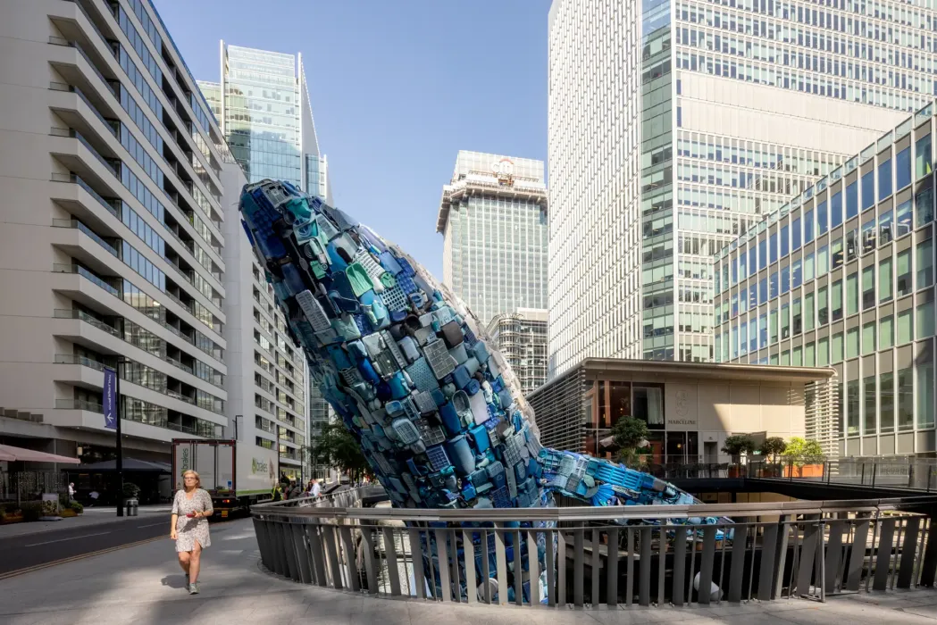 Whale on the Wharf in Canary Wharf, London.
