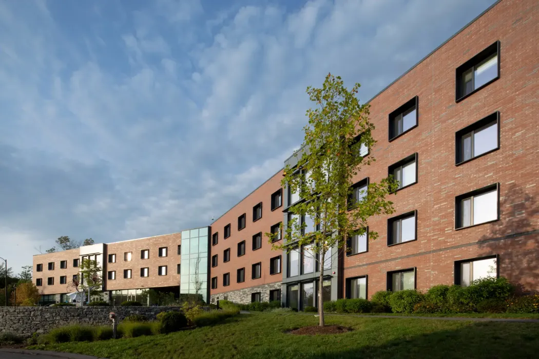 The 45,500-square-foot Pine Hall at Wheaton Collage in Massachusetts is the first large-scale college residence hall in New England to meet the Passive House standard.