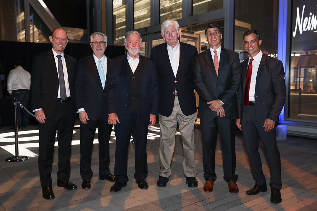 Co-CEO Mike Squarzini, Senior Consultant Ray Daddazio, Richard Tomasetti, Charlie Thornton, Executive Chairman Tom Scarangello and Co-CEO Pete DiMaggio at Thornton Tomasetti's 70th anniversary party at the Shed in New York City, September 26, 2019