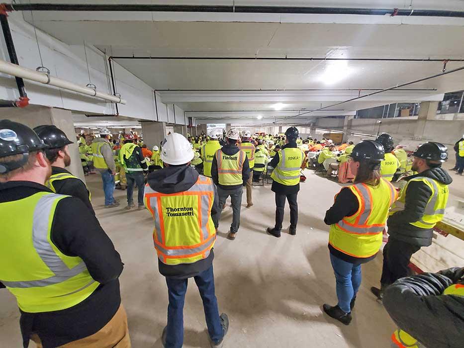 The topping out ceremony at The Couture in Milwaukee, Wisconsin.