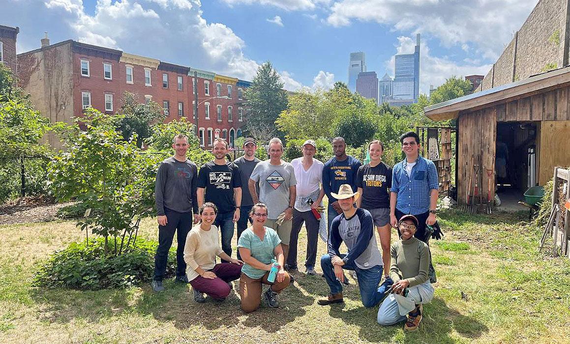 Staff from our Philadelphia office volunteer at Corinthian Gardens, a community garden in Fairmount, Pennsylvania. 