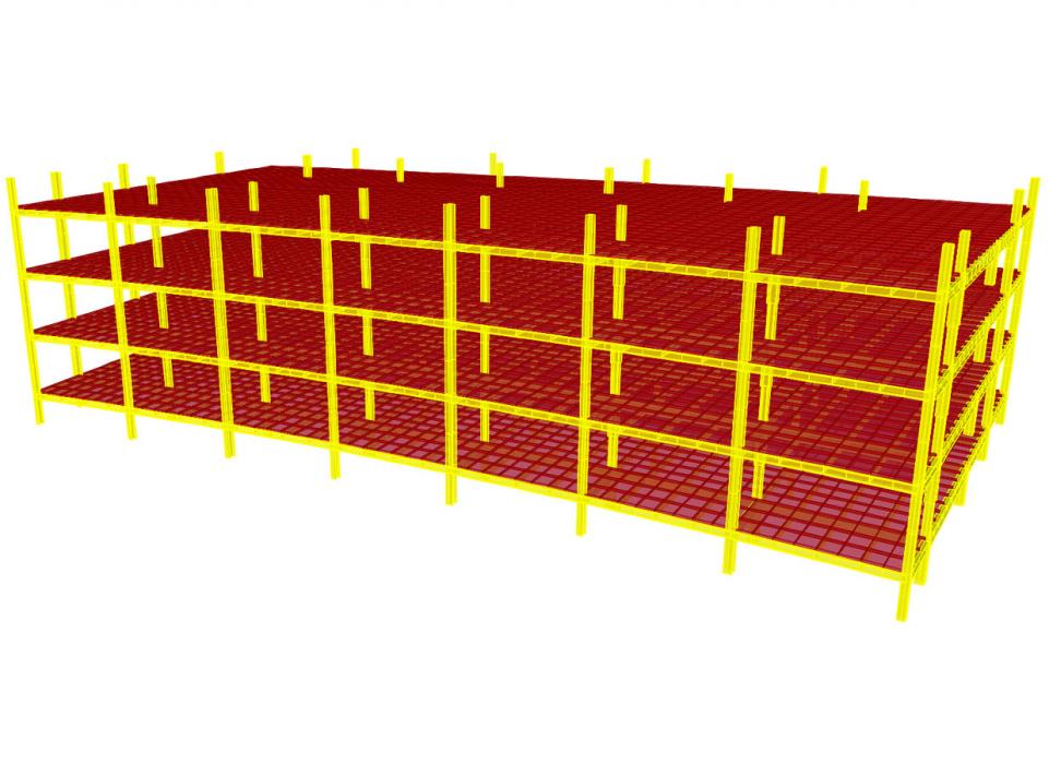 Advanced finite element model of a complex structure.