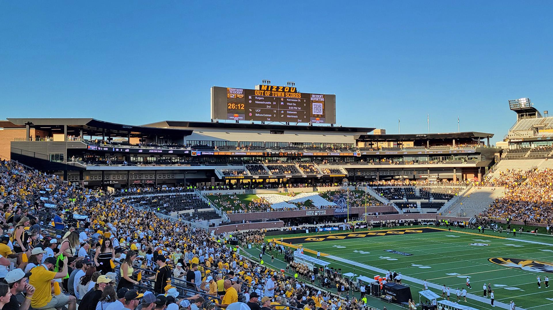 Faurot Field at Memorial Stadium's North End Zone Expansion at the University of Missouri.