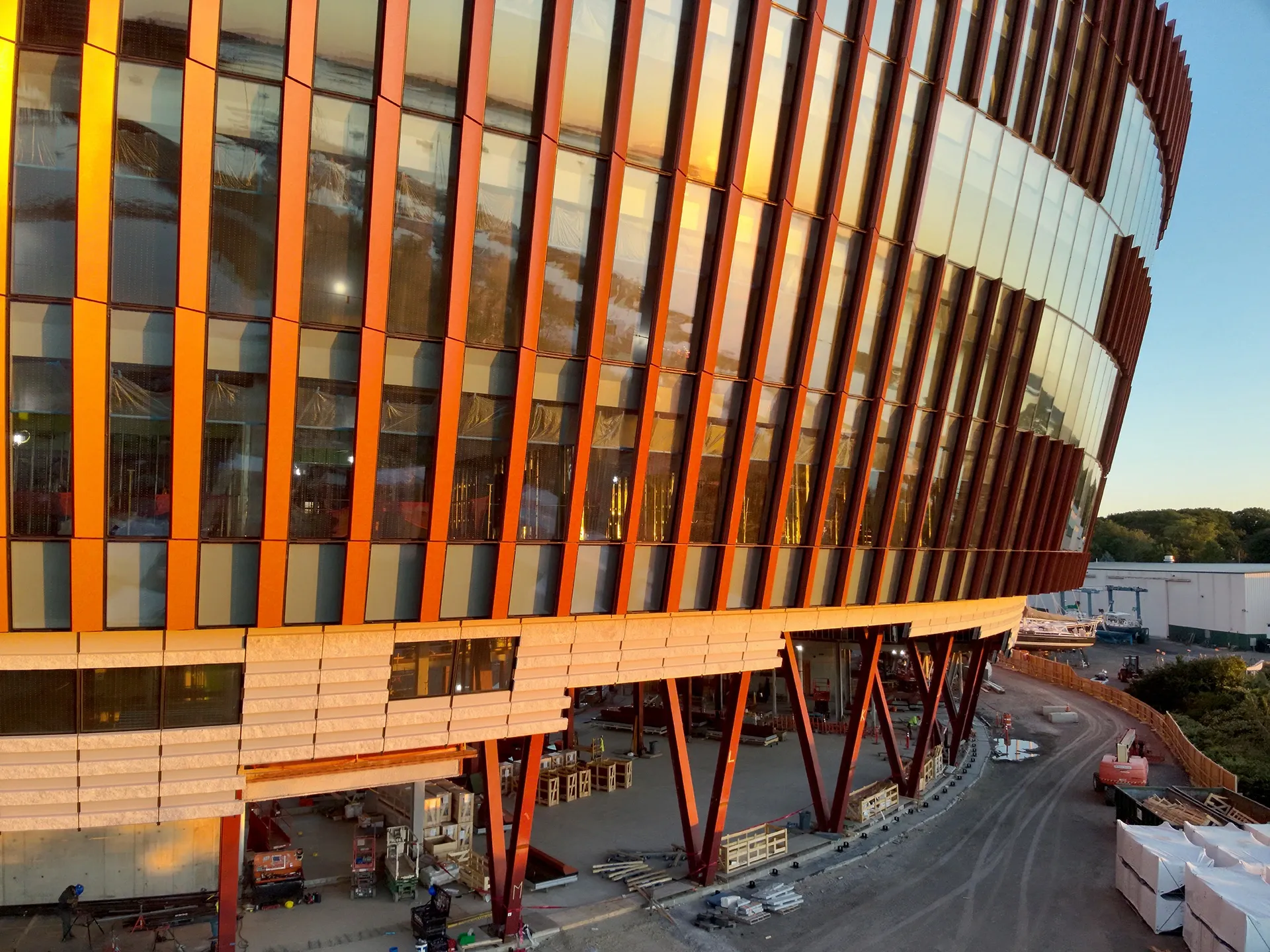 We performed energy modeling with the goal of eliminating fossil fuel use and achieving a 25% carbon savings. To reduce environmental impact, our structural team used mass timber design and high-cement-replacement concrete and prioritized local materials to minimize transport-related emissions. 