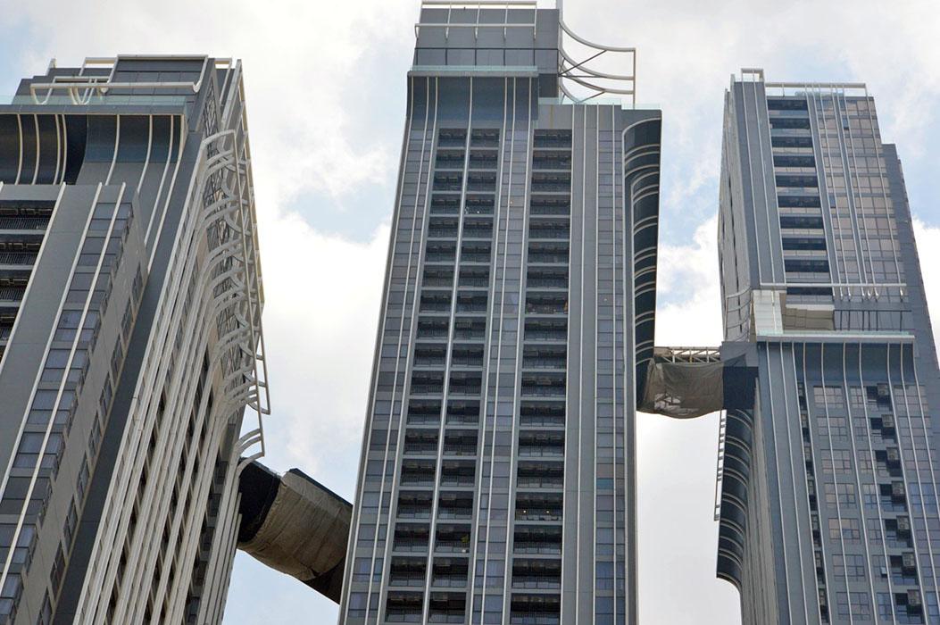 Skybridge connecting tower A to B and Tower B to C.Skybridge connecting tower A to B and Tower B to C.