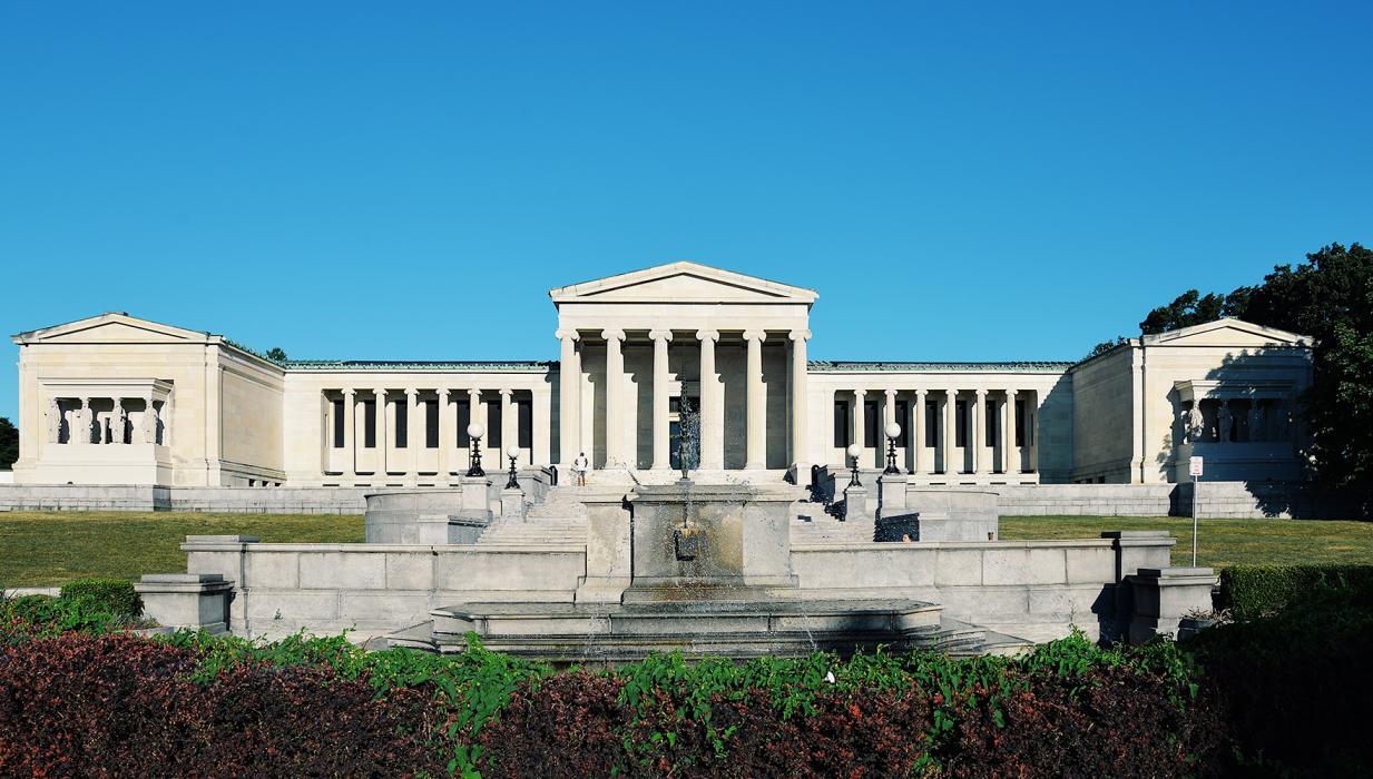 Façade restoration and roofing replacement for the Albright Knox Art Gallery in New York. 