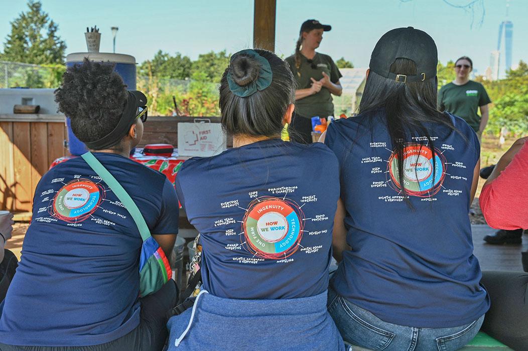 Employees at our New York office volunteering with GROW NYC on Governors Island.